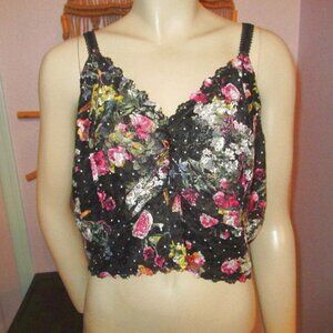Torrid Curve Mesh Lace Bralette Size 4X No Wire Crop Top Dark Floral Whimsigoth